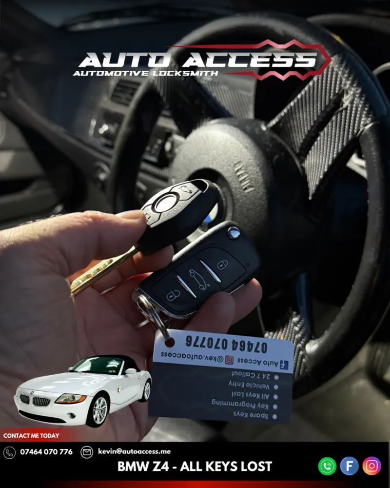 BMW Z4 all keys lost replacement by Auto Access auto locksmith in Hebburn, South Tyneside