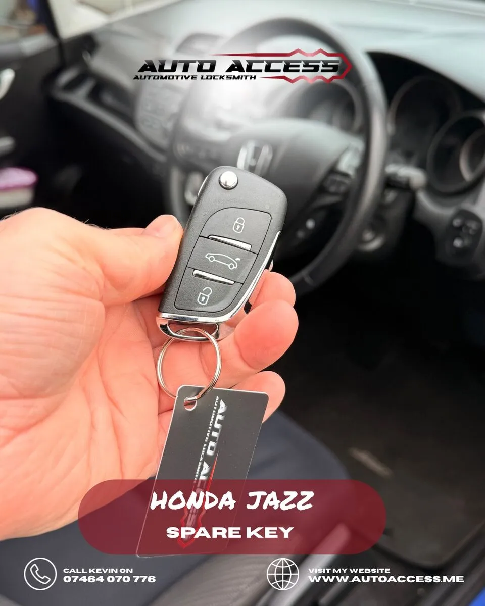 Honda Jazz spare key cut and programmed by Auto Access auto locksmith in Hartlepool
