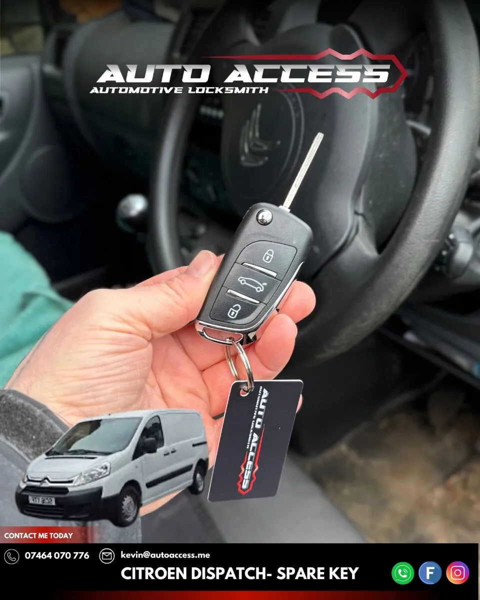 Citroen Dispatch spare key cut and programmed by Auto Access auto locksmith in Newton Aycliffe