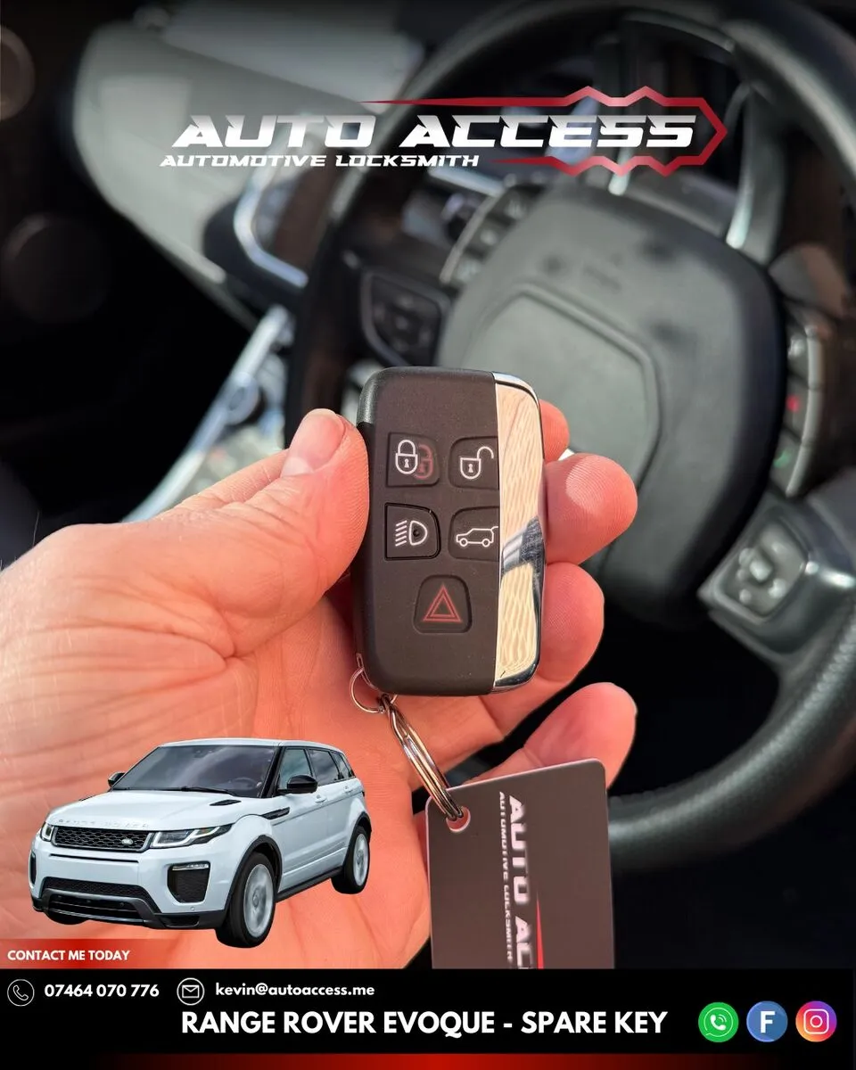 Range Rover Evoque spare key cut and programmed by Auto Access auto locksmith in Aycliffe Village, Newton Aycliffe