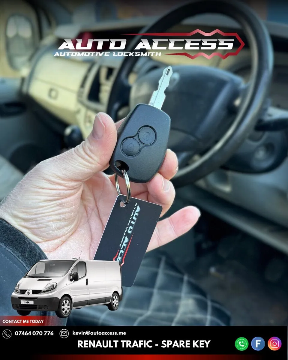 Renault Trafic spare key cut and programmed by Auto Access auto locksmith in Heighington, Newton Aycliffe