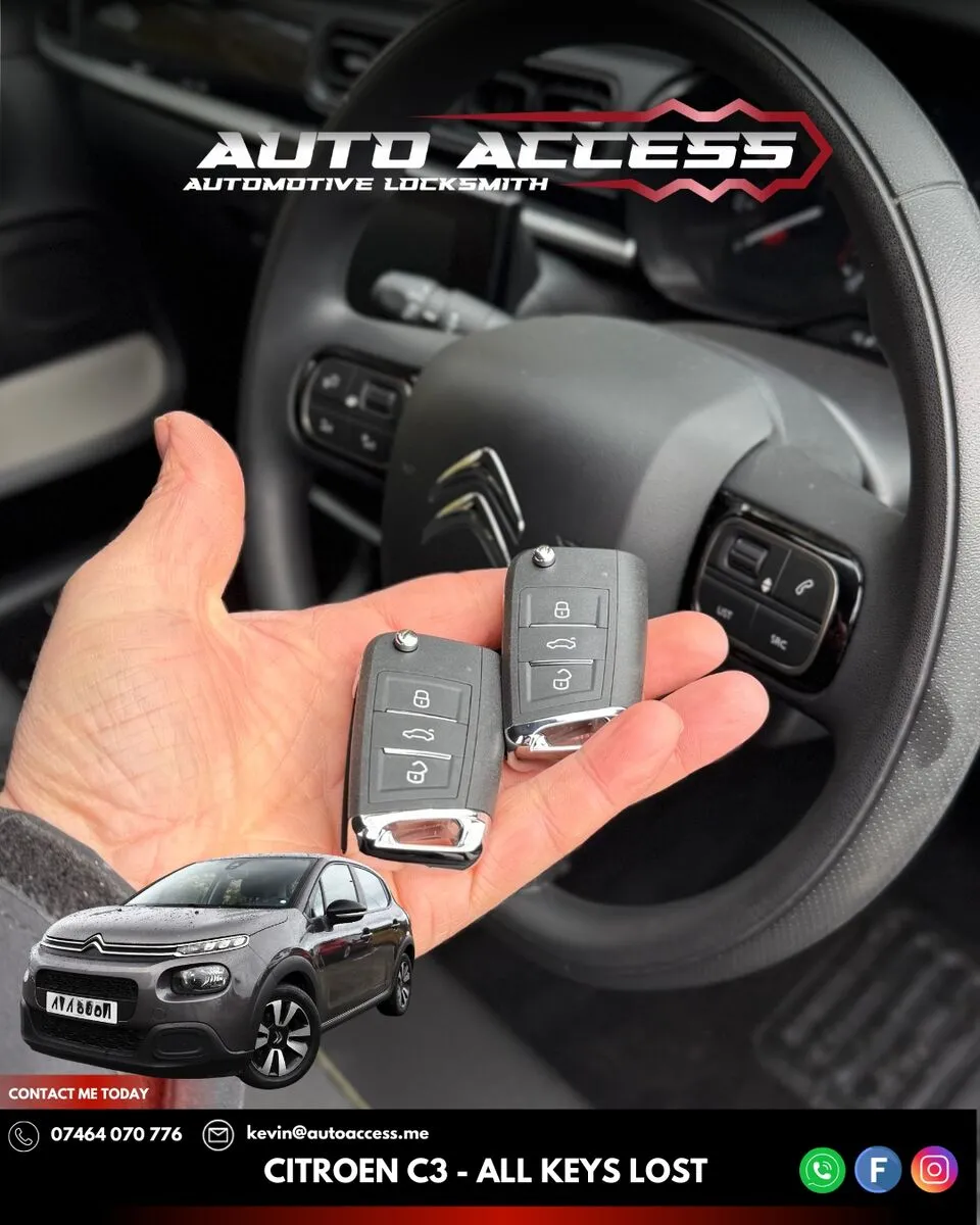 Citroen C3 all keys lost replacement in Durham by Auto Access mobile auto locksmith